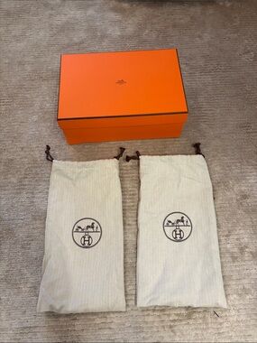 Hermès authentic Orange Gift Box with Two Dust Bags